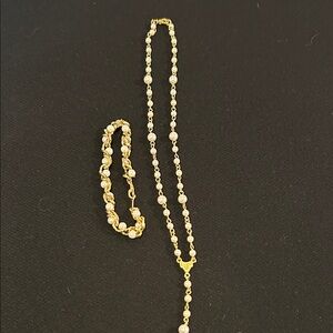 Elegant Gold and Silver Necklace and Bracelet Set